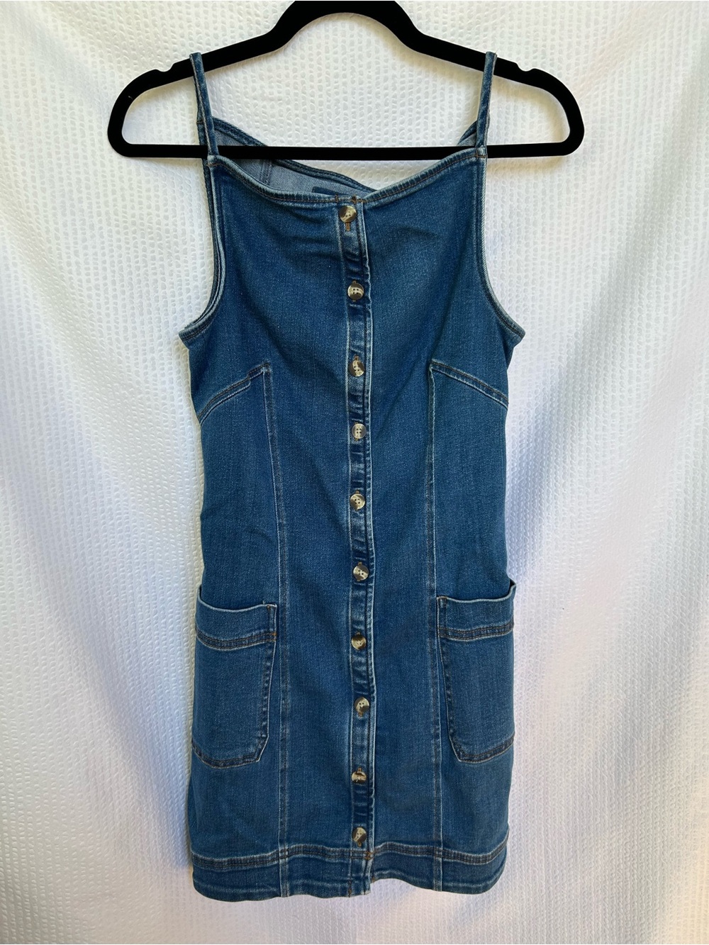 Maeve by Anthropologie Retro Blue Denim Button-Front Mini Dress Size Small